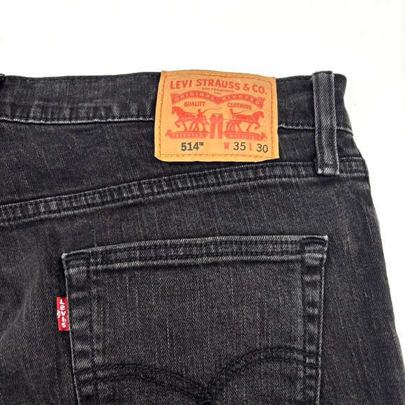 2013 Levi's 514 Black Wash Relaxed Straight Leg Denim Jeans 35x30 Actually 36x29 - Picture 11 of 13